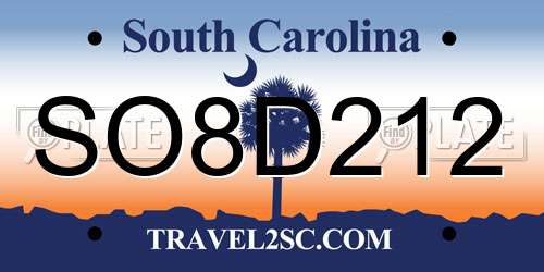 SO8D212 South Carolina License Plate