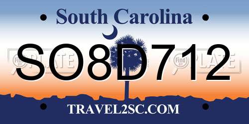 SO8D712 South Carolina License Plate