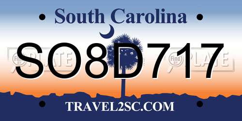 SO8D717 South Carolina License Plate