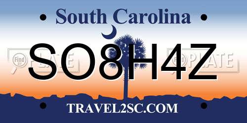 SO8H4Z South Carolina License Plate