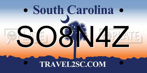 SO8N4Z South Carolina License Plate