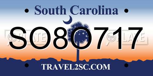 SO8O717 South Carolina License Plate