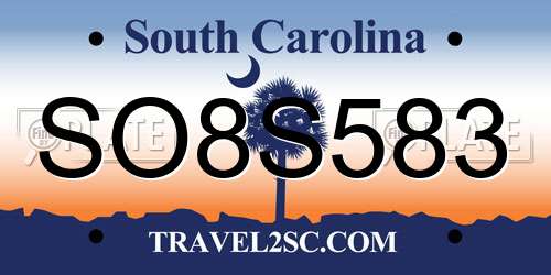 SO8S583 South Carolina License Plate