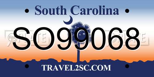 SO99068 South Carolina License Plate
