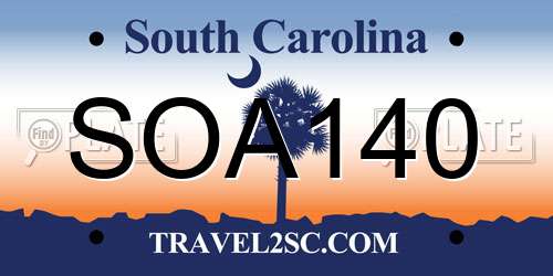 SOA140 South Carolina License Plate