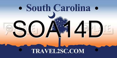 SOA14D South Carolina License Plate