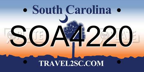 SOA4220 South Carolina License Plate