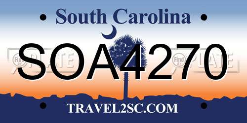 SOA4270 South Carolina License Plate