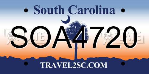 SOA4720 South Carolina License Plate