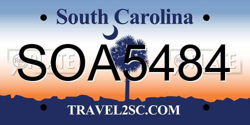 SOA5484 South Carolina License Plate
