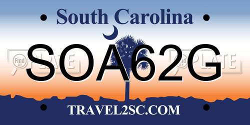 SOA62G South Carolina License Plate