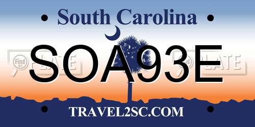 SOA93E South Carolina License Plate