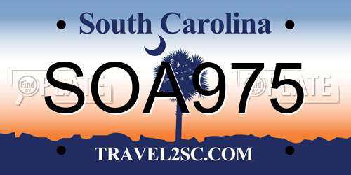 SOA975 South Carolina License Plate