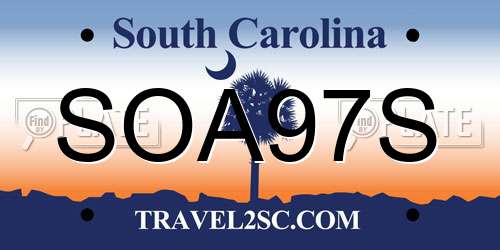SOA97S South Carolina License Plate
