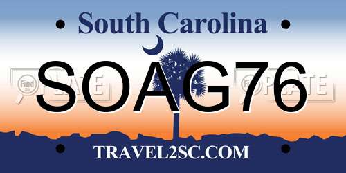 SOAG76 South Carolina License Plate