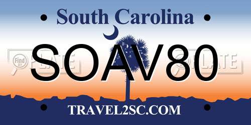 SOAV80 South Carolina License Plate