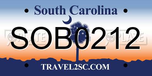 SOB0212 South Carolina License Plate