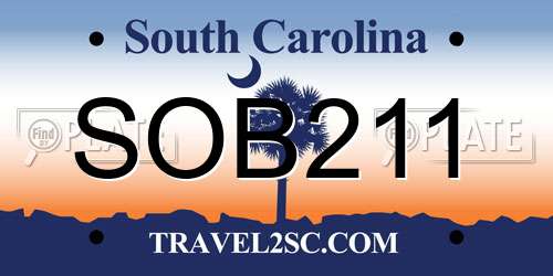 SOB211 South Carolina License Plate