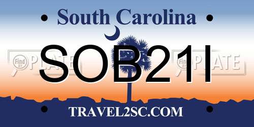 SOB21I South Carolina License Plate