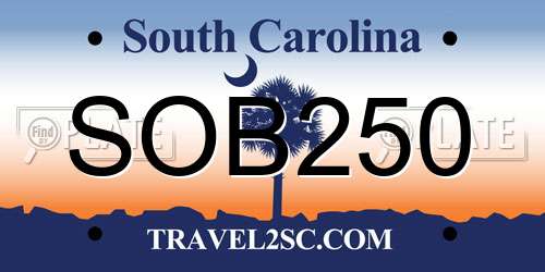 SOB250 South Carolina License Plate