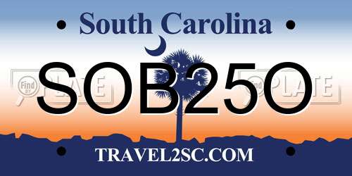 SOB25O South Carolina License Plate