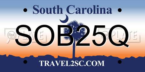 SOB25Q South Carolina License Plate
