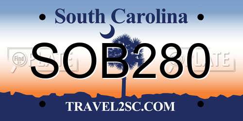 SOB280 South Carolina License Plate