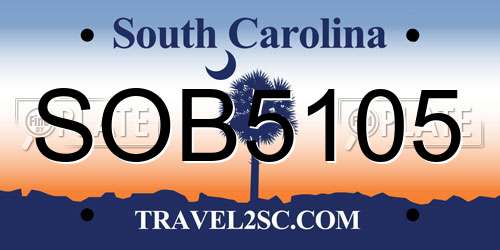 SOB5105 South Carolina License Plate