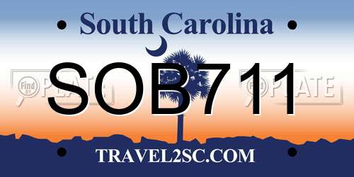 SOB711 South Carolina License Plate