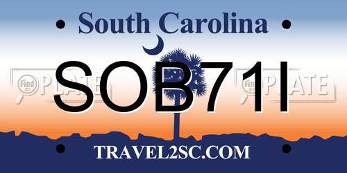 SOB71I South Carolina License Plate