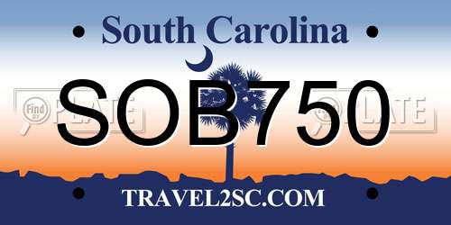 SOB750 South Carolina License Plate