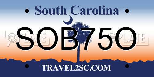 SOB75O South Carolina License Plate