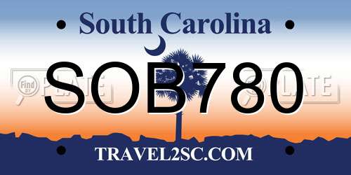 SOB780 South Carolina License Plate