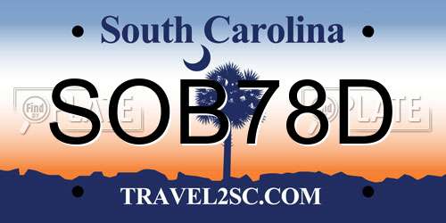 SOB78D South Carolina License Plate