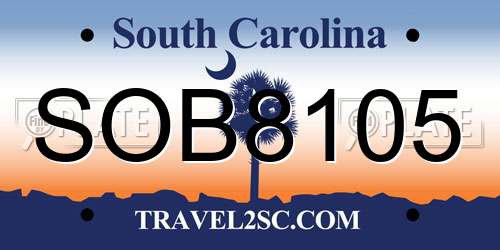 SOB8105 South Carolina License Plate