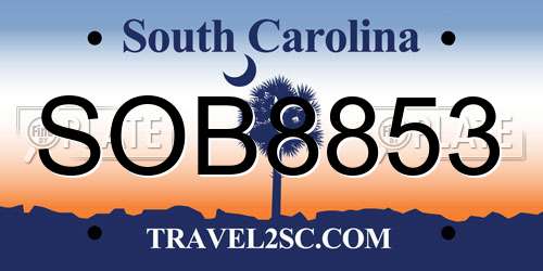 SOB8853 South Carolina License Plate