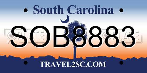SOB8883 South Carolina License Plate