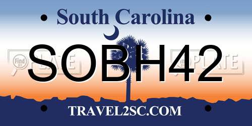SOBH42 South Carolina License Plate