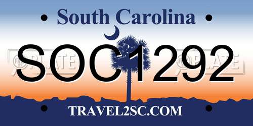 SOC1292 South Carolina License Plate