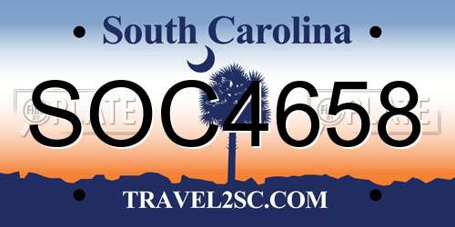 SOC4658 South Carolina License Plate