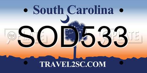 SOD533 South Carolina License Plate