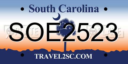 SOE2523 South Carolina License Plate