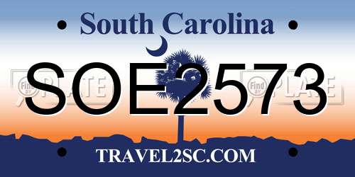 SOE2573 South Carolina License Plate
