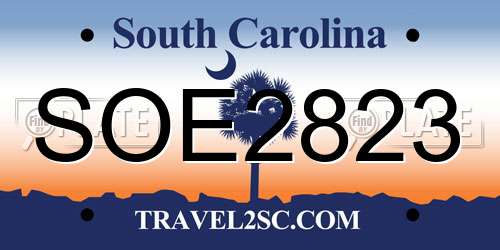 SOE2823 South Carolina License Plate