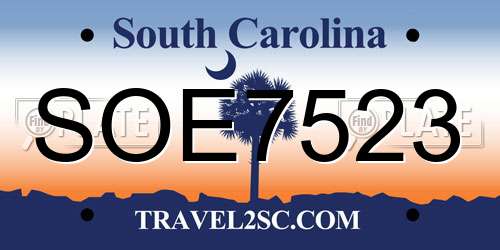 SOE7523 South Carolina License Plate