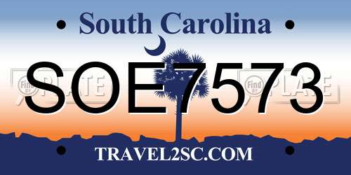 SOE7573 South Carolina License Plate