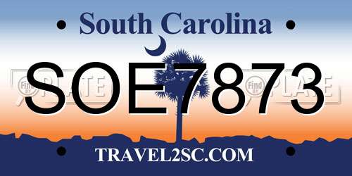 SOE7873 South Carolina License Plate