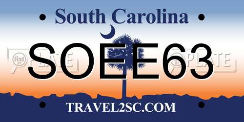 SOEE63 South Carolina License Plate