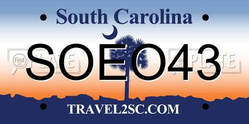 SOEO43 South Carolina License Plate