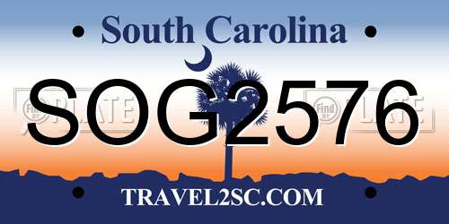 SOG2576 South Carolina License Plate